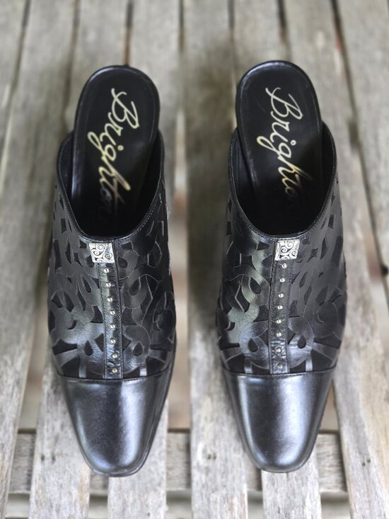 Brighton Shoes - New BRIGHTON Turin Black Leather Slip On Mules Shoes 9